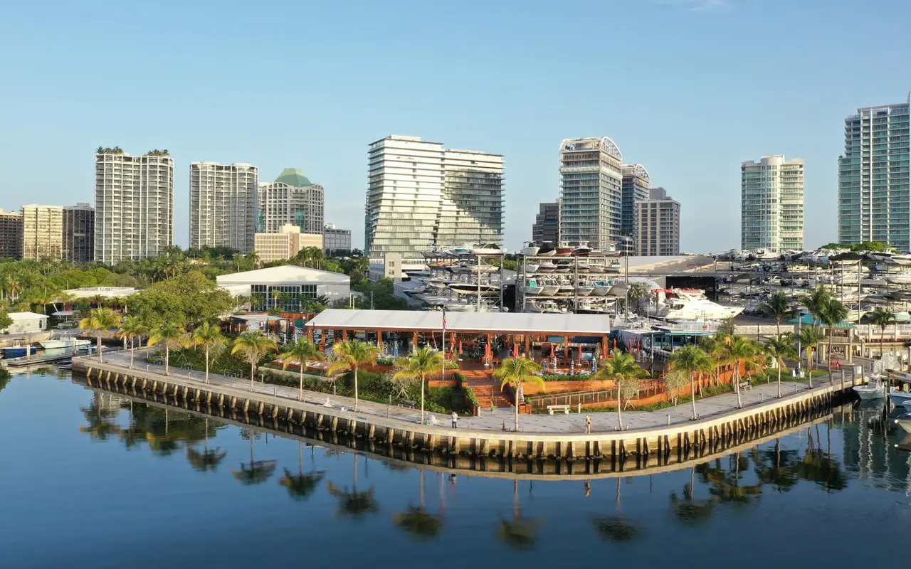 Coconut Grove waterfront with tree canopy