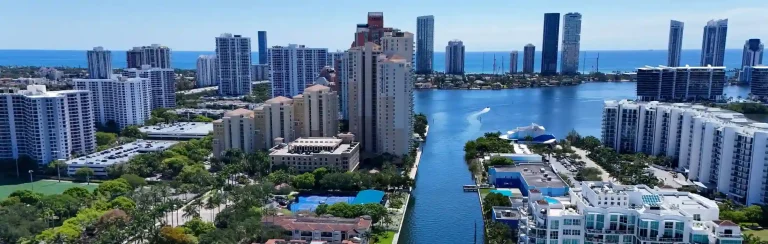 Aventura real estate skyline with luxury waterfront condo towers and Intracoastal views