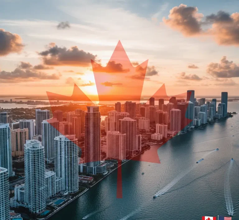 Miami skyline aerial view representing Canadian real estate investment opportunities in South Florida