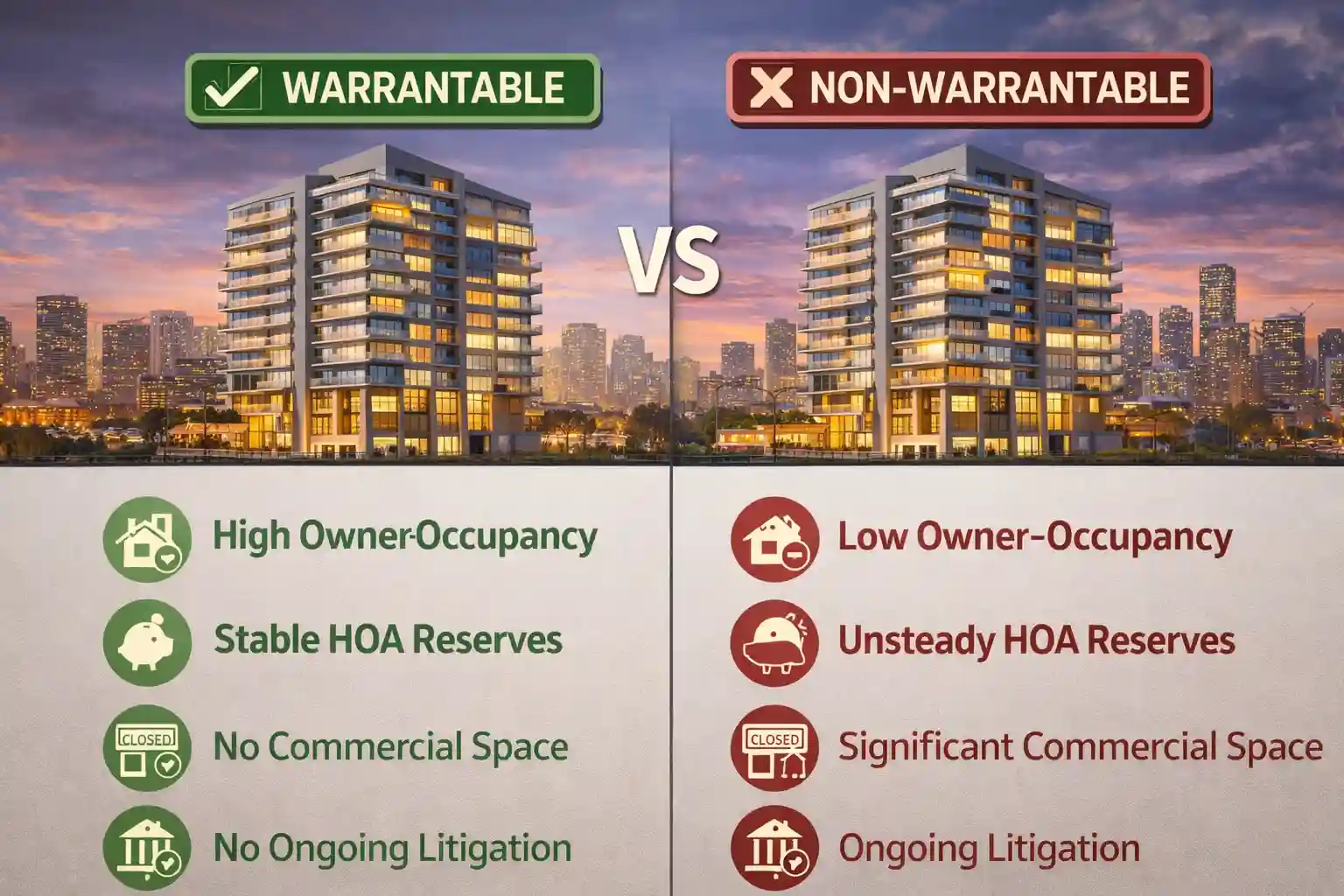 Warrantable vs non-warrantable condo comparison in Florida