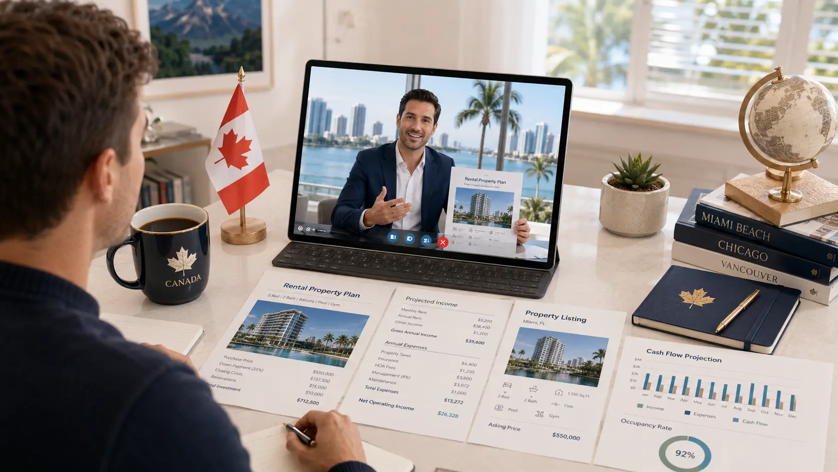 Canadian investor reviewing Miami rental property cash flow