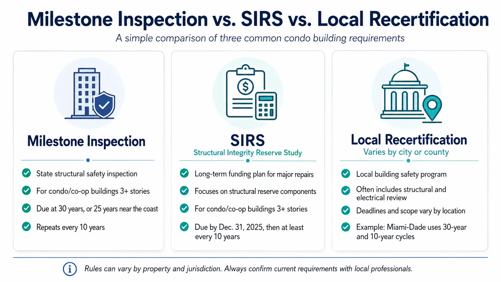 Florida condo inspection rules comparison