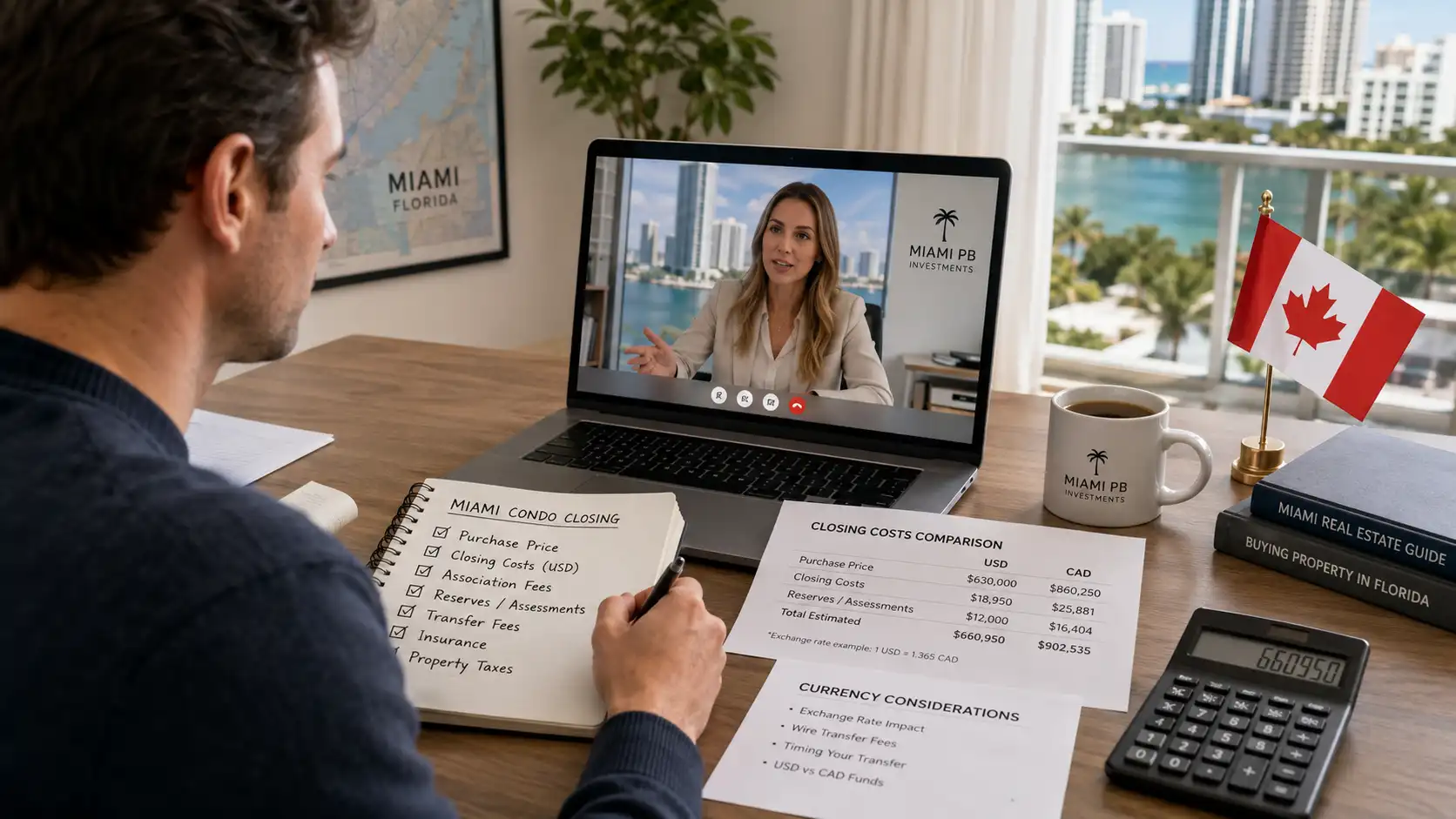 Canadian buyers reviewing Miami condo closing costs