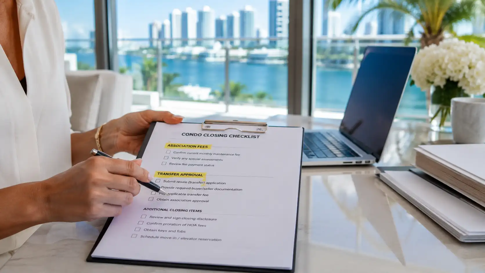 Miami condo closing checklist with association fee review