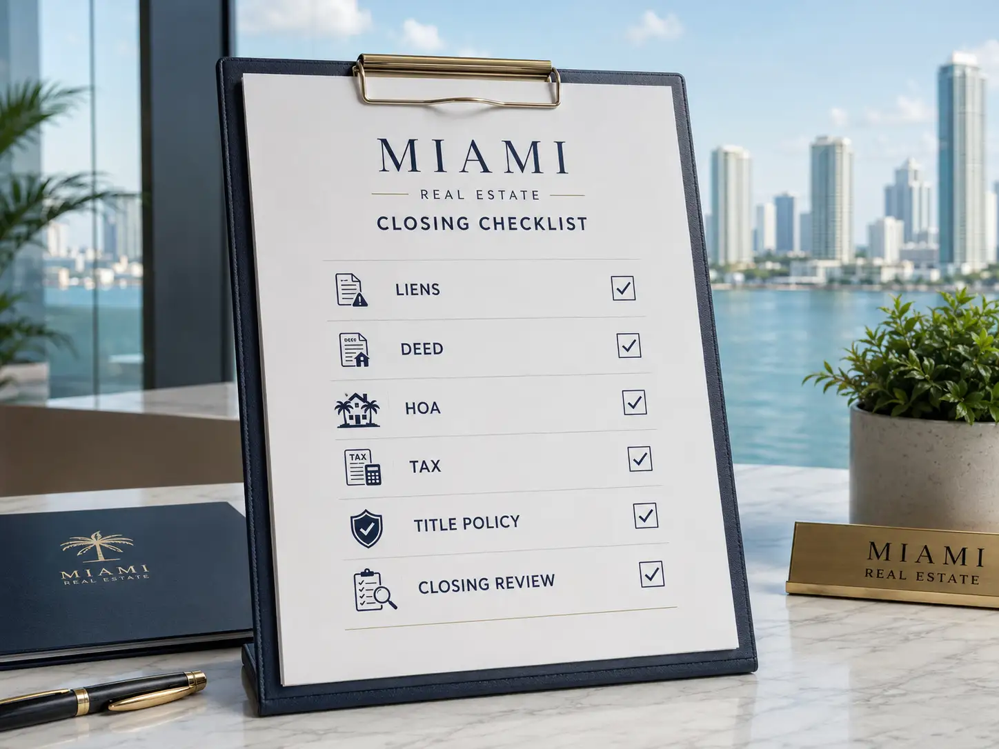 Miami real estate closing checklist for title and due diligence