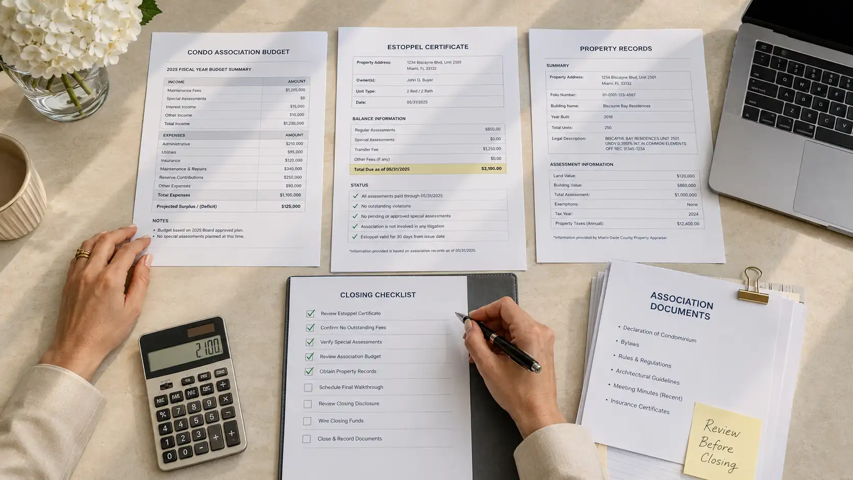 South Florida condo due diligence review before closing