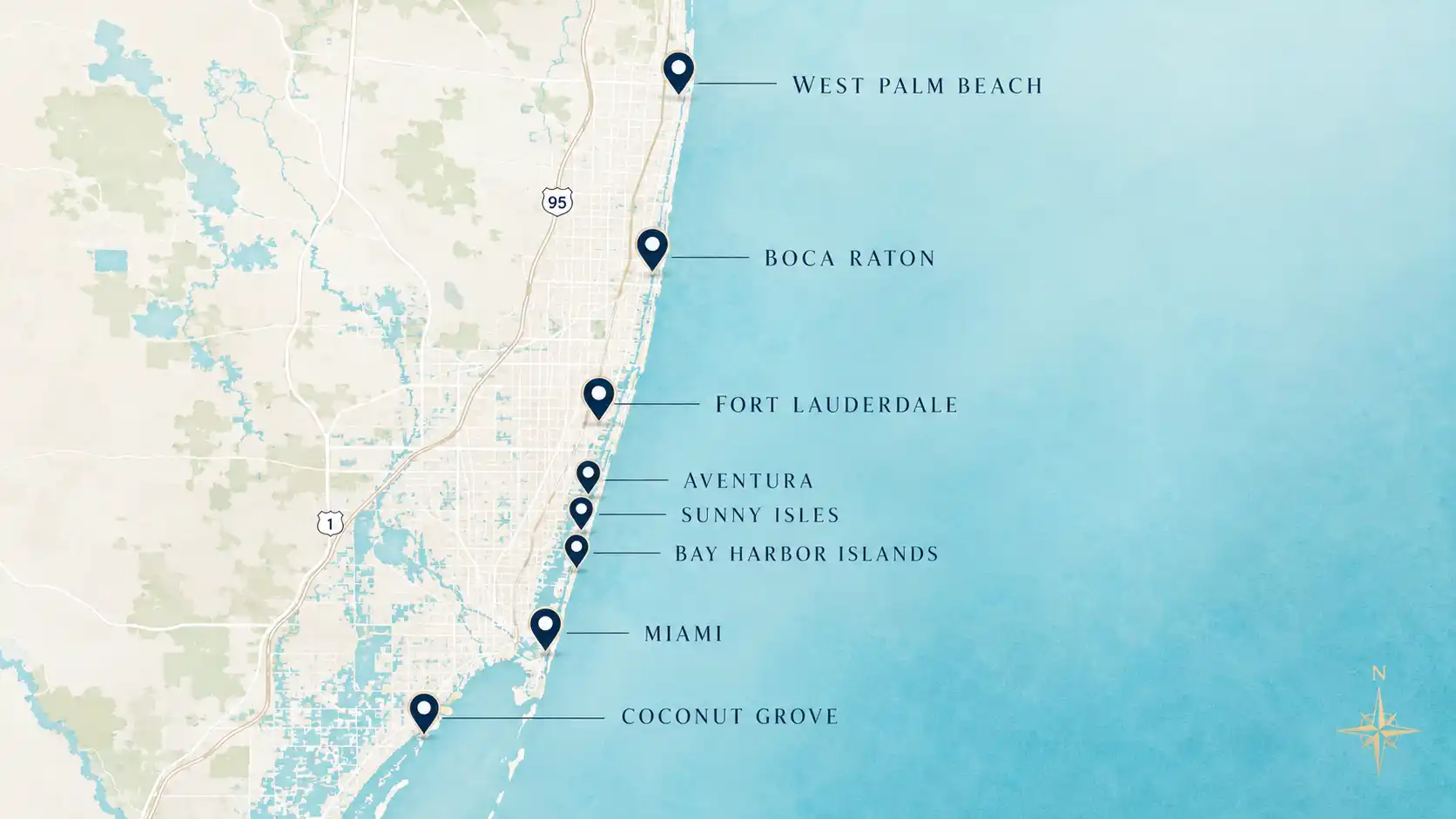 Map of South Florida condo markets for Canadian buyers and investors