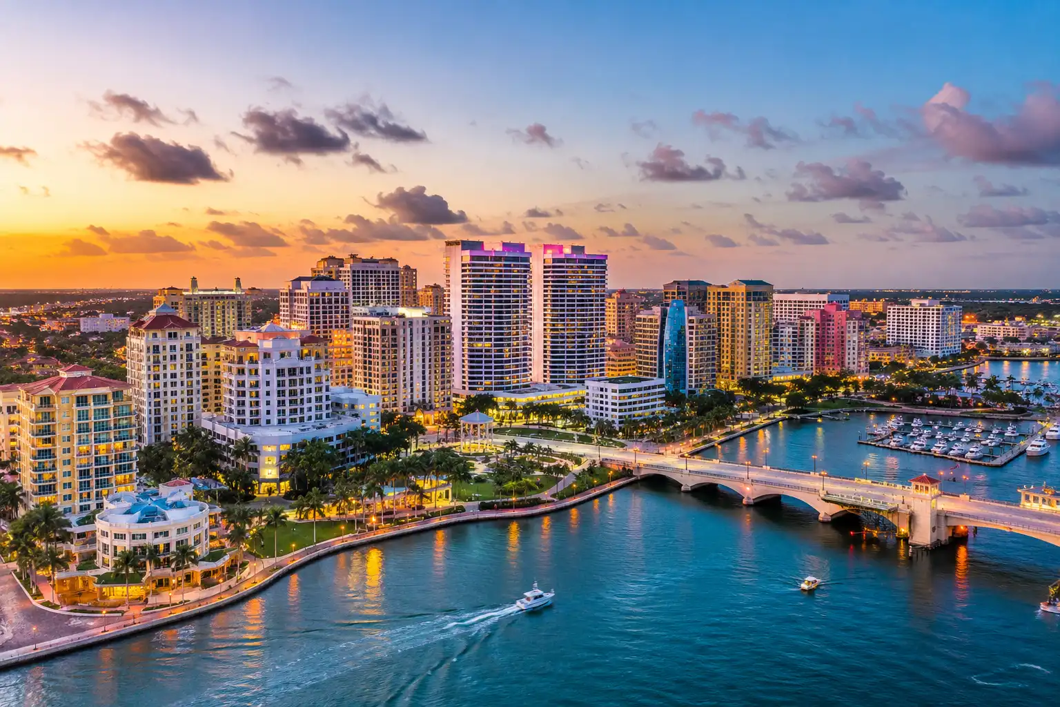 West Palm Beach waterfront skyline and downtown housing market