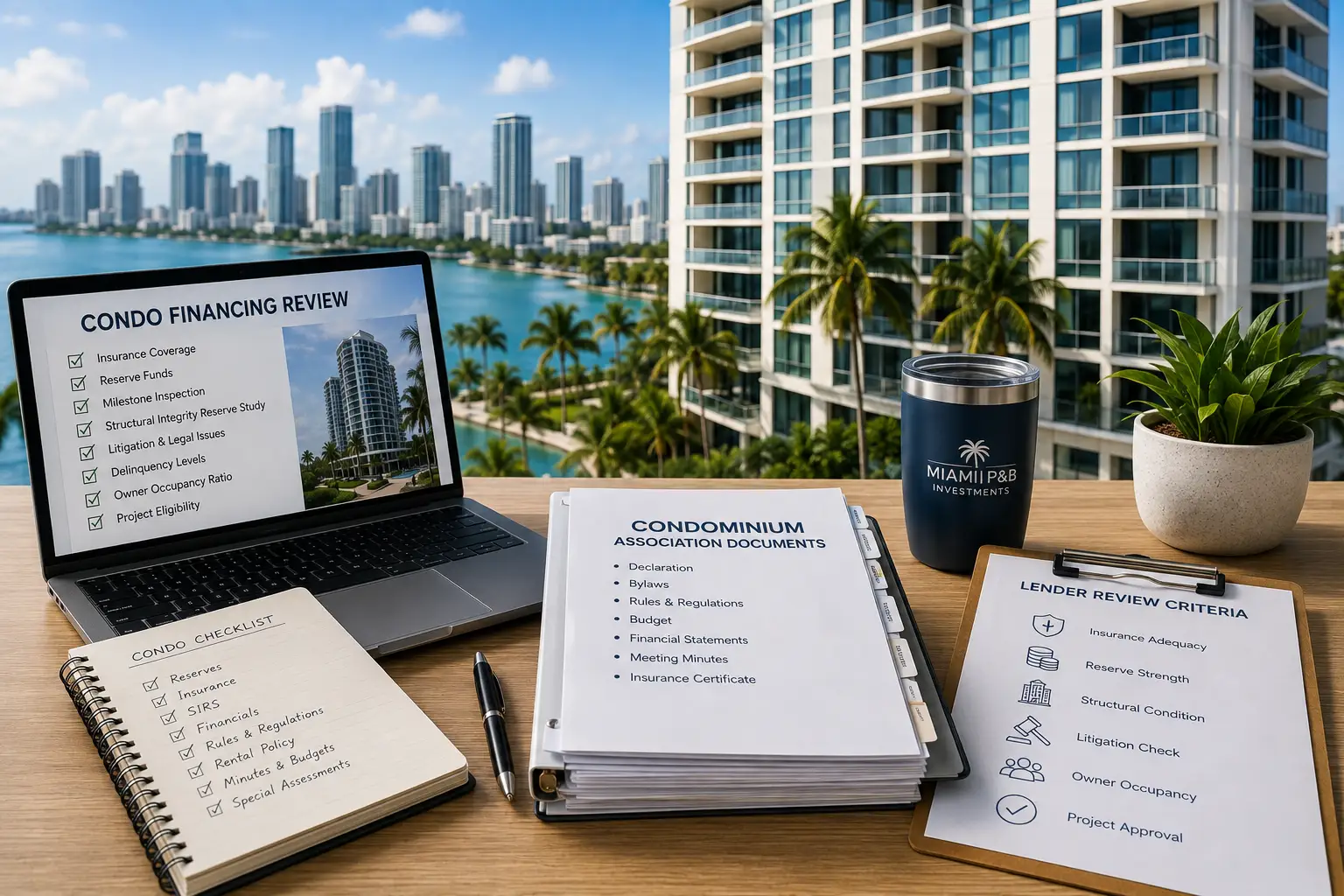 Canadian buyer reviewing Florida condo financing and building documents before purchase.