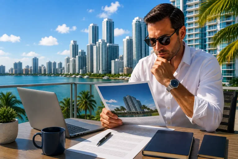 Canadian investor reviewing Miami property documents and US estate tax for Canadians planning considerations